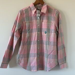 L.L. Bean NWT Vacationland Seersucker Shirt Plaid Button Long Sleeve Size Small
